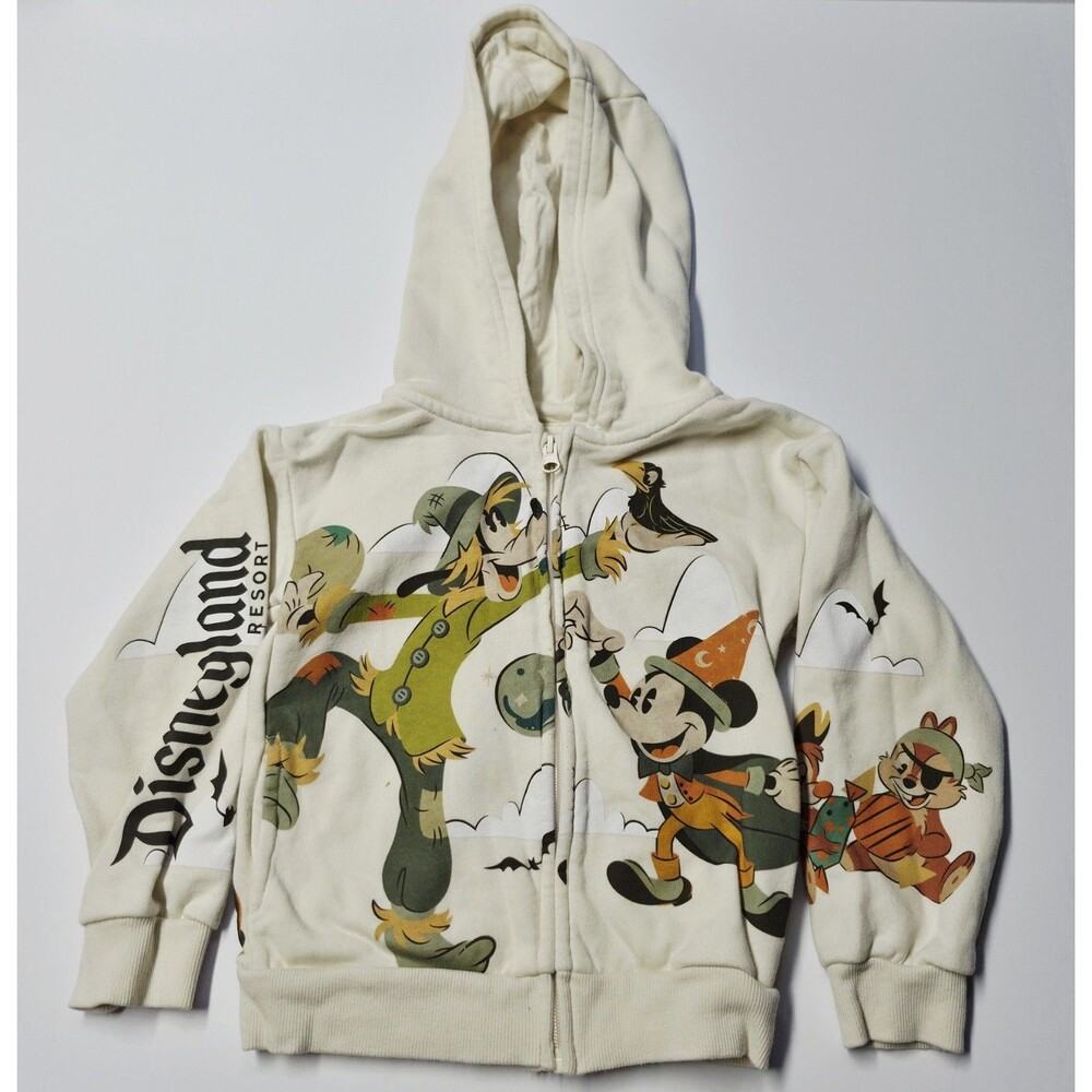 Disney Parks Kids Halloween Zip Hoodie Mickey Friends Wizard Cream Size 4 NWOT